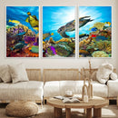 Aquatic Life Sea Turtles Fish Wall Art Canvas Print