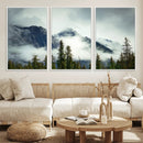Mountain Mist Canvas Wall Art Print | 3-Panel Foggy Forest