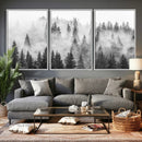 Forest Wall Art Print | Foggy Pine Forest Canvas Wall Art -