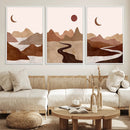 Boho Wall Art Canvas Print Set Mid-Century Prints Bohemian