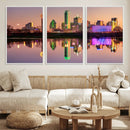 Colorful Dallas City Lights Night Skyline Wall Art Print