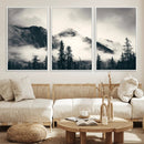 Large Foggy Mountain Forest Wall Art Canvas Print | Misty
