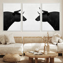 Spanish Bull Art - Framed Black and White Bull Canvas Print