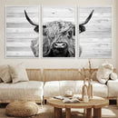 Scottish Highland Cow Cattle Art Print on Wood Background by MyGreatCanvas | Canvas Wall Art Prints | Photo Prints & Wall Decor