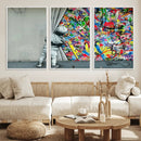 Banksy Colorful Street Graffiti Canvas Wall Art Print, by MyGreatCanvas | Canvas Wall Art Prints | Photo Prints & Wall Decor