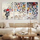 Banksy Art Butterfly Girl Explosion Canvas Art – Vibrant