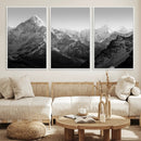 Everest Himalaya Mountain Peaks Black & White Triptych