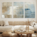 Abstract Blue and Beige Wall Art, Modern Minimalist Canvas
