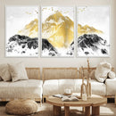 Golden Mountain Triptych Wall Art Canvas Print, Modern