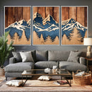 Rustic Wood Style Mountain Wall Art, Nature Forest Canvas