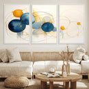 Geometric Blue Orange Abstract Wall Art Canvas, Geometric