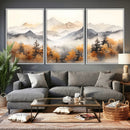 Abstract Mountain Wall Art | Misty Mountain Forest and