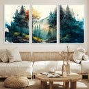 Watercolor Trees Forest Abstract Wall Art Canvas Print,