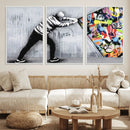 Banksy Art Behind the Curtain Street Wall Art Canvas Print |