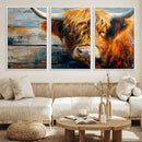 Highland Cow Abstract Canvas Wall Art – Bold Farmhouse