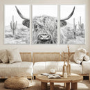 Rustic Charm | Cow Longhorn Black White Bighorn Wall Art by MyGreatCanvas | Canvas Wall Art Prints | Photo Prints & Wall Decor