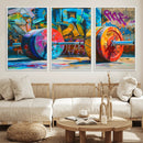 Fitness Gym Barbell Graffiti Wall Art Canvas Print by MyGreatCanvas | Canvas Wall Art Prints | Photo Prints & Wall Decor