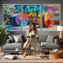 Fitness Gym Barbell Graffiti Wall Art Canvas Print