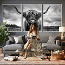 Scottish Cow Wall Art Canvas Print | Longhorn Wall Art |