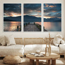 Mountain Lake Wood Pier Canvas Wall Art Nature Lake Print