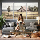 Rustic Farmhouse Barn Wall Art | 3-Panel Framed Gallery Wrap