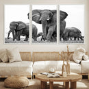 Black White Elephant Family Wall Art Canvas Print by MyGreatCanvas | Canvas Wall Art Prints | Photo Prints & Wall Decor