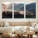 Foggy Mountain Canvas Print Forest Wall Art