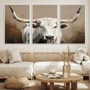 White Longhorn Bull Wall Art Canvas Print – Framed and Ready by MyGreatCanvas | Canvas Wall Art Prints | Photo Prints & Wall Decor