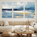 Abstract Ocean Canvas Wall Art - Coastal Blue and Gold