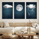 3 Piece Indigo Cloud Wall Art, Thunderstorm Moon Cloud by MyGreatCanvas | Canvas Wall Art Prints | Photo Prints & Wall Decor