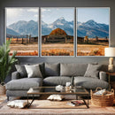 Vintage Old Barn Field Wall Art Canvas Print for Farmhouse