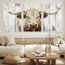 Rustic Longhorn Bull Wall Art Canvas Set – Western-Inspired by MyGreatCanvas | Canvas Wall Art Prints | Photo Prints & Wall Decor