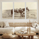 Cowboy Wall Art - Western Horse Canvas Print - Vintage