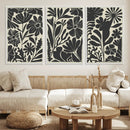Modern Botanical Wall Art - Floral Black and White Canvas
