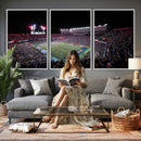 Ben Hill Griffin Stadium Night Game Triple Canvas Wall Art -