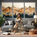 Rustic Wood Mountain Wall Art Print | Triptych Giclee Print