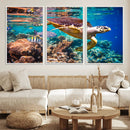 Sea Turtle Wall Art Canvas Print – Vibrant Ocean Coral Reef