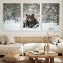 Grizzly Bear Wall Art – Framed Snowy Forest Canvas Artwork, by MyGreatCanvas | Canvas Wall Art Prints | Photo Prints & Wall Decor