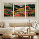 Yayoi Kusama Landscape Canvas Print, Vibrant Floral Mountain
