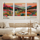 Yayoi Kusama Landscape Canvas Print, Vibrant Floral Mountain