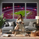 Bryant-Denny Stadium Night Game Triple Canvas Wall Art -
