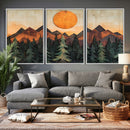 Sunset Mountain Landscape Canvas Wall Art Print - Nature