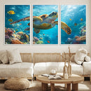 Sea Turtle Underwater Canvas Wall Art Print - Vibrant Ocean