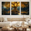 Golden Tree of Life Canvas Wall Art Print - Majestic Glowing