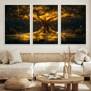 Golden Tree of Life Canvas Wall Art Print - Majestic Glowing
