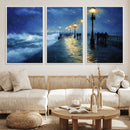Storm Ocean Pier Canvas Wall Art Print - Large Moody Night by MyGreatCanvas | Canvas Wall Art Prints | Photo Prints & Wall Decor