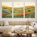 YAYOI KUSAMA Colorful Dot Art Landscape Canvas - Framed