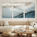 Waves Abstract Wall Art Print, Modern Framed Abstract Canvas