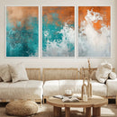 Vintage Abstract Print - Bold Teal and Orange Canvas Wall