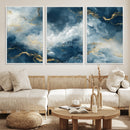 Large Abstract Print - Luxe Blue and Gold Abstract Canvas
